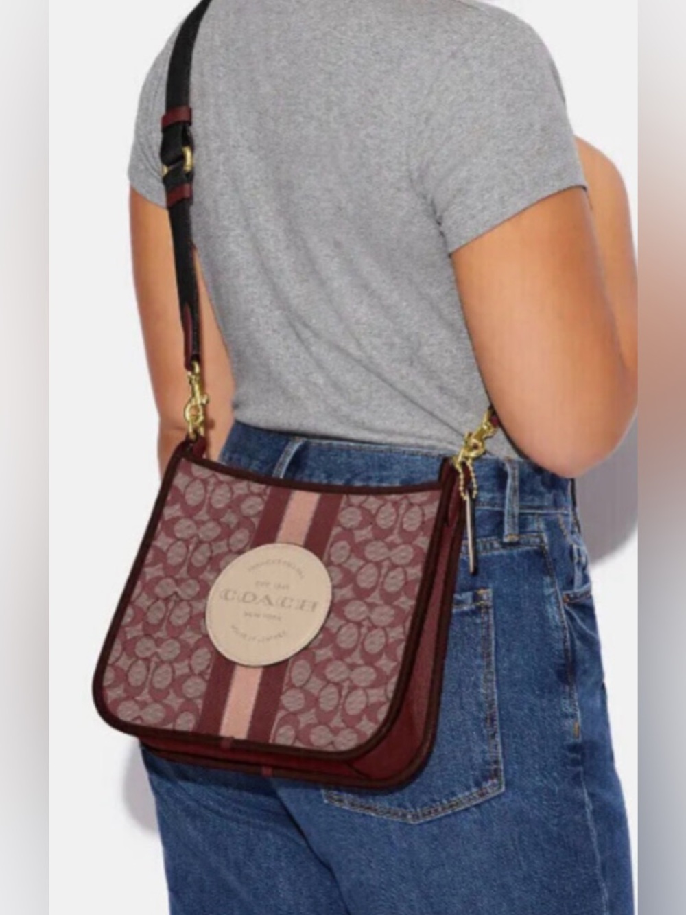 COACH Dempsey File Bag In Signature Jacquard With Stripe And Coach Patch NWOT